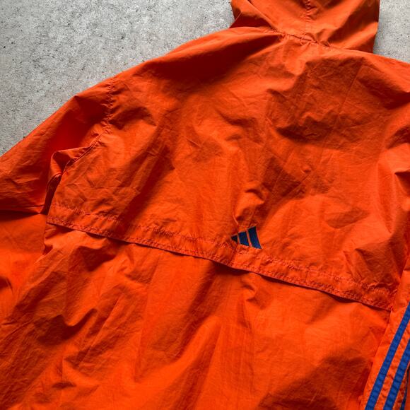 Men's Vintage 90's Adidas Orange Blue Hooded Pullover Windbreaker Jacket Sz XL - Picture 2 of 6
